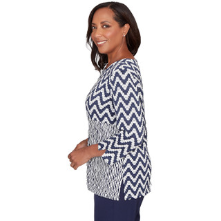 Thumbnail 3: Alfred Dunner Alfred Dunner Womens 3Q Sleeve Textured Panel Knit Top 