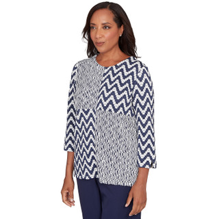 Thumbnail 4: Alfred Dunner Alfred Dunner Womens 3Q Sleeve Textured Panel Knit Top 