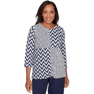 Thumbnail 1: Alfred Dunner Alfred Dunner Womens 3Q Sleeve Textured Panel Knit Top 