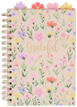 Thumbnail 1: VOTUM Votum Grateful Floral Spiral Lined Tabbed Journal Notebook 