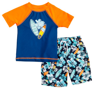 Thumbnail 1: Floatimini Floatimini Little Boys 2 Pc Surfboard Swim Shorts Set 
