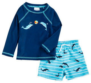 Thumbnail 1: Floatimini Floatimini Baby Boys 2 Pc Dolphin Swim Shorts Set 