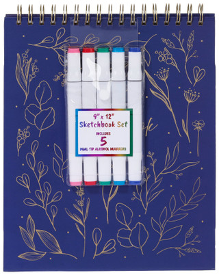 Thumbnail 1: Paperbuzz Paperbuzz Sketchbook & Dual Tip Alcohol Markers Set 