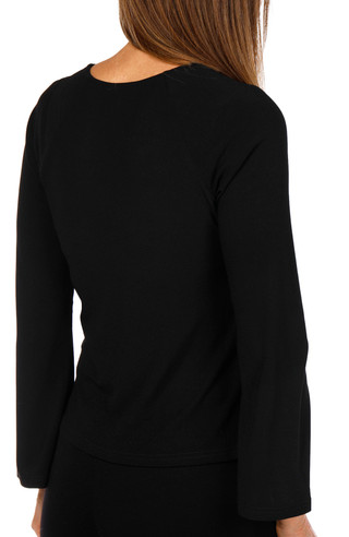 Thumbnail 2: Cece CeCe Petite Long Sleeve Rhinestone Bow Top 