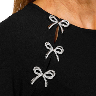 Thumbnail 3: Cece CeCe Petite Long Sleeve Rhinestone Bow Top 