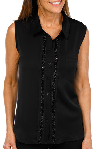 Thumbnail 1: Ellen Tracy Ellen Tracy Womens Button Down Embelished Top 