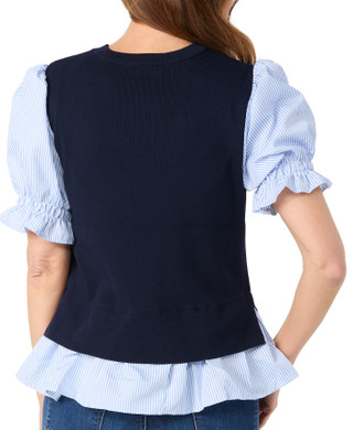 Thumbnail 2: Nanette Lepore Nanette Lepore Womens Short Sleeve Stripe 2Fer Top 