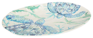 Thumbnail 1: PD HOME PD Home 17x11.5 Azure Seas Oval Serving Tray 