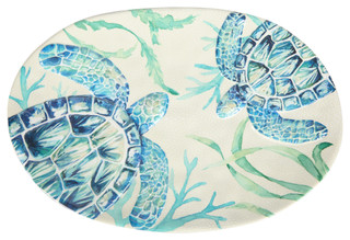 Thumbnail 2: PD HOME PD Home 17x11.5 Azure Seas Oval Serving Tray 