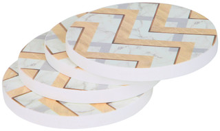 Thumbnail 2: CASANERO Casanero 4 Pk Faux Marble Coasters with Metal Holder 