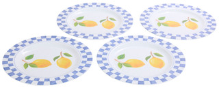Thumbnail 1: SAMBA Samba 4 Pk Lemon Checkered Melamine Dinner Plate Set 