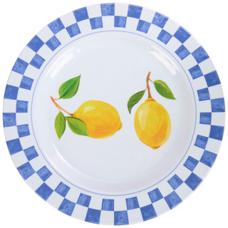 Thumbnail 2: SAMBA Samba 4 Pk Lemon Checkered Melamine Dinner Plate Set 