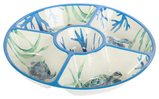 Thumbnail 1: PD HOME PD Home 15 in Azure Seas Melamine Sectioned Chip & Dip Tray 