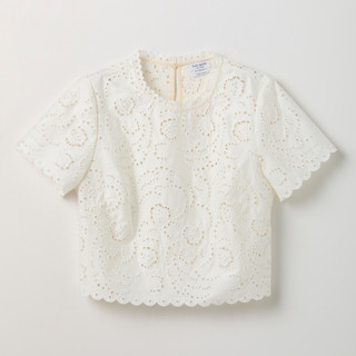 Thumbnail 1: KATE SPADE Womens Short Sleeve Floral Embroidered Top 