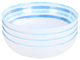 Thumbnail 2: SAMBA Samba 4 Pk Blue Stripe Melamine Dinner Bowl Set 