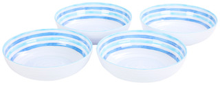 Thumbnail 1: SAMBA Samba 4 Pk Blue Stripe Melamine Dinner Bowl Set 