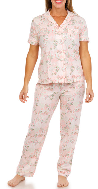 Thumbnail 1: POPPY & CLAY Poppy & Clay Womens 2 Pc Short Sleeve Pajama Pants Set 
