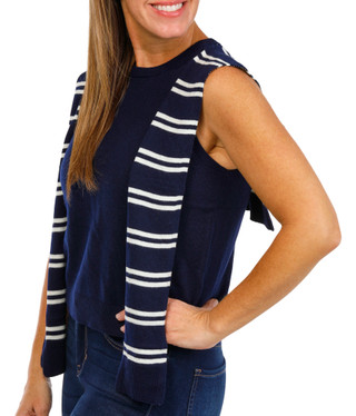 Thumbnail 2: Cece Cece Womens Sleeveless Stripe Shoulder Wrap Top 