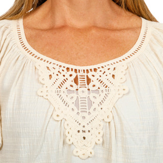 Thumbnail 2: MAX STUDIO Max Studio Womens Flutter Sleeve Crochet Yoke Top 