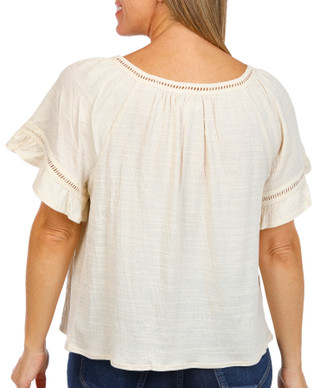 Thumbnail 2: MAX STUDIO Max Studio Womens Short Sleeve Crochet Trim Top 