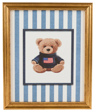Thumbnail 1: Six Trees Six Trees 12 in Americana Stripe Teddy Bear Wall Art Decor 