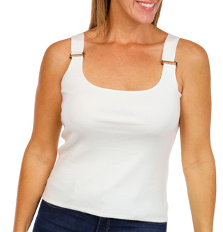 Thumbnail 1: Tahari Women's Square Neck Fine Rib Tank Top 