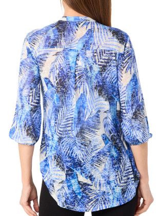 Thumbnail 4: Cocomo Cocomo Petite 3/4 Sleeve Printed Burnout Zip Top 