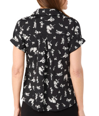 Thumbnail 3: Cocomo Cocomo Womens Short Roll Sleeve Button Down Ditsy Floral Top 