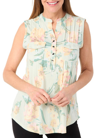 Thumbnail 3: Cocomo Cocomo Womens Sleeveless Pleated Floral Top 