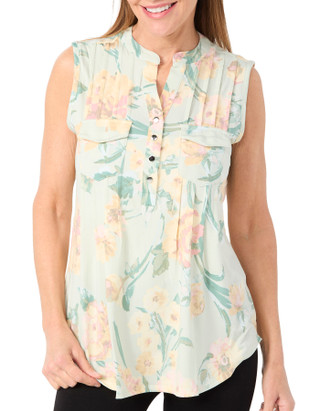 Thumbnail 1: Cocomo Cocomo Womens Sleeveless Pleated Floral Top 