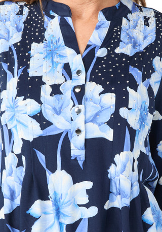 Thumbnail 2: Cocomo Cocomo Petite 3/4 Sleeve Pleated Floral Embellished Top 