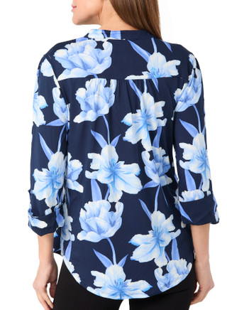 Thumbnail 3: Cocomo Cocomo Petite 3/4 Sleeve Pleated Floral Embellished Top 