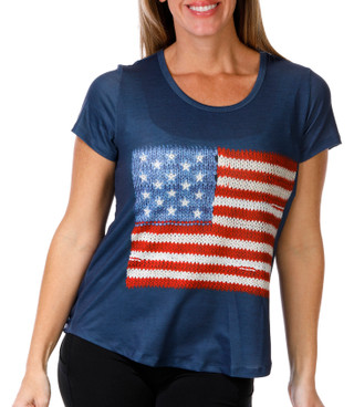 Thumbnail 1: ONE WORLD One World Petite Short Sleeve Americana Knit Flag Top 