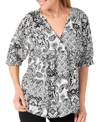 Thumbnail 2: Floral & Ivy Floral & Ivy Womens Short Sleeve Print V-neck Top 