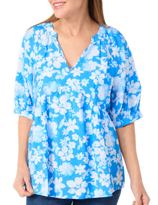 Thumbnail 1: Floral & Ivy Floral & Ivy Womens Short Sleeve Print V-neck Top 