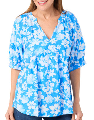 Thumbnail 2: Floral & Ivy Floral & Ivy Womens Short Sleeve Print V-neck Top 