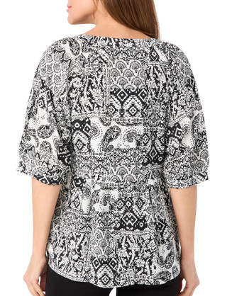 Thumbnail 3: Floral & Ivy Floral & Ivy Womens Short Sleeve Print V-neck Top 