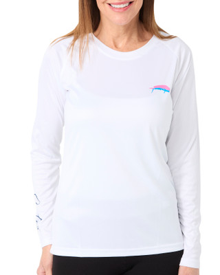Thumbnail 1: SCALES Scales Womens Long Sleeve Mahi Salm Performance Tee 