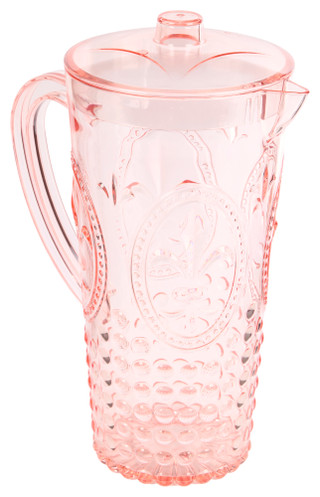 Thumbnail 1: Core Home Core Home 2.2 L Clear Embossed Dotted Fleur de Lis Pitcher 