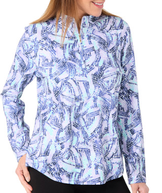 Thumbnail 2: Lillie Green Lillie Green Womens Long Sleeve 1/4 Zip Tile Wave Top 