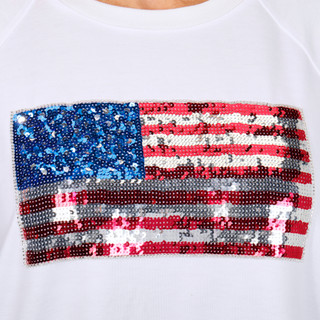 Thumbnail 2: Philosophy Philosophy Womens Long Sleeve Sequin USA Flag Top 