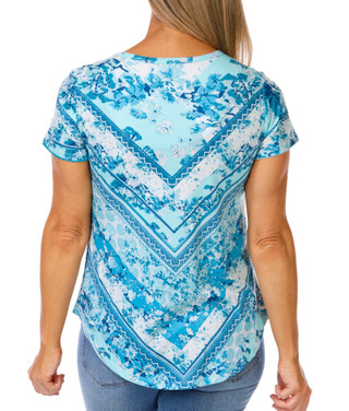 Thumbnail 2: ONE WORLD One World Petite Short Sleeve Crew Neck Embellished Top 