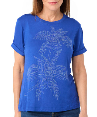 Thumbnail 3: Cocomo Cocomo Petite Short Sleeve Dolman Palm Print Tee 