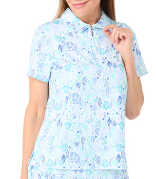 Thumbnail 3: Coral Bay Golf Coral Bay Golf Womens Long Sleeve 1/4 Zip Sea Critter Top 