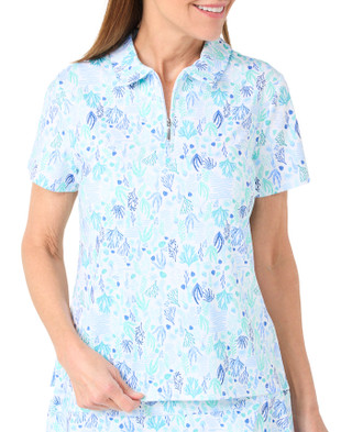 Thumbnail 1: Coral Bay Golf Coral Bay Golf Womens Long Sleeve 1/4 Zip Sea Critter Top 