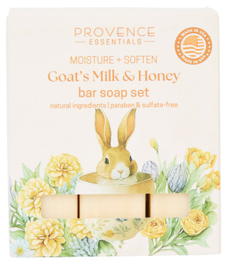 Thumbnail 1: . Provence Essentials 3 Pk Goat's Milk & Honey Bar Soap Set 