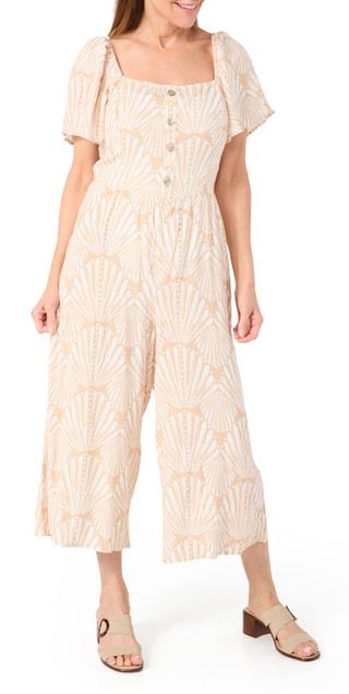 Thumbnail 1: Luxology Luxology Womens Short Sleeve Smocked Seashell Midi Dress 