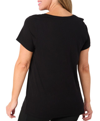 Thumbnail 2: Hue Hue Womens Solid Short Sleeve V-Neck Sleep Tee 