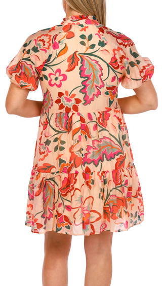 Thumbnail 2: MSK MSK Womens Short Sleeve Floral Flounce Dress 