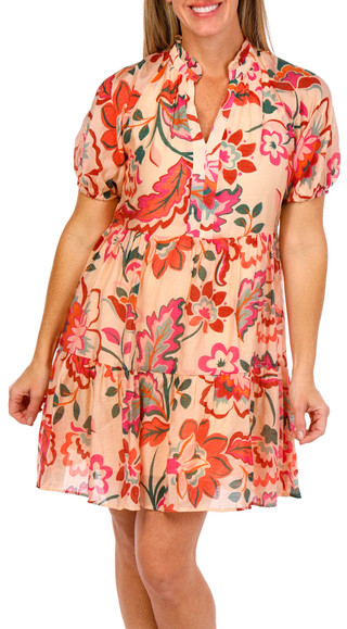 Thumbnail 1: MSK MSK Womens Short Sleeve Floral Flounce Dress 